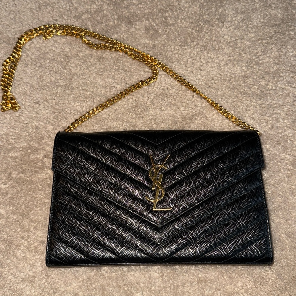 COPY - CLASSIC CASSANDRE CHAIN WALLET IN GRAIN DE POUDRE LEATHER